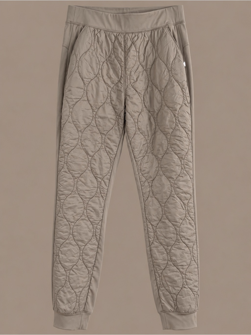 Quilted Track Joggers in Taupe - Women's
